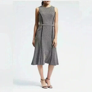 NWT Banana Republic Gray & Black Convertible Jacquard Dress Size 2P